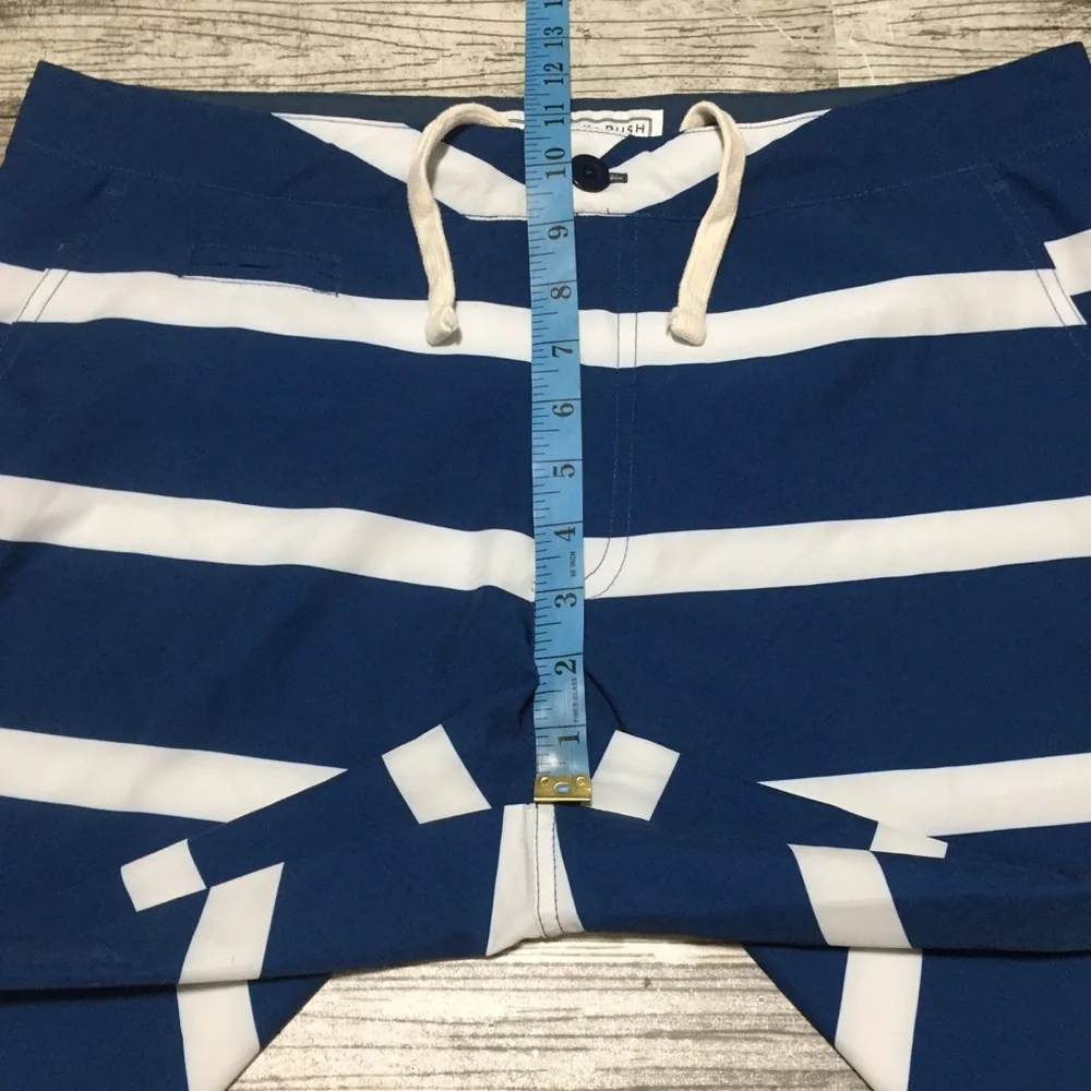 The Rocks Push Sydney Striped Boardshorts Men’s 34 Blue White (Inseam 9.5)